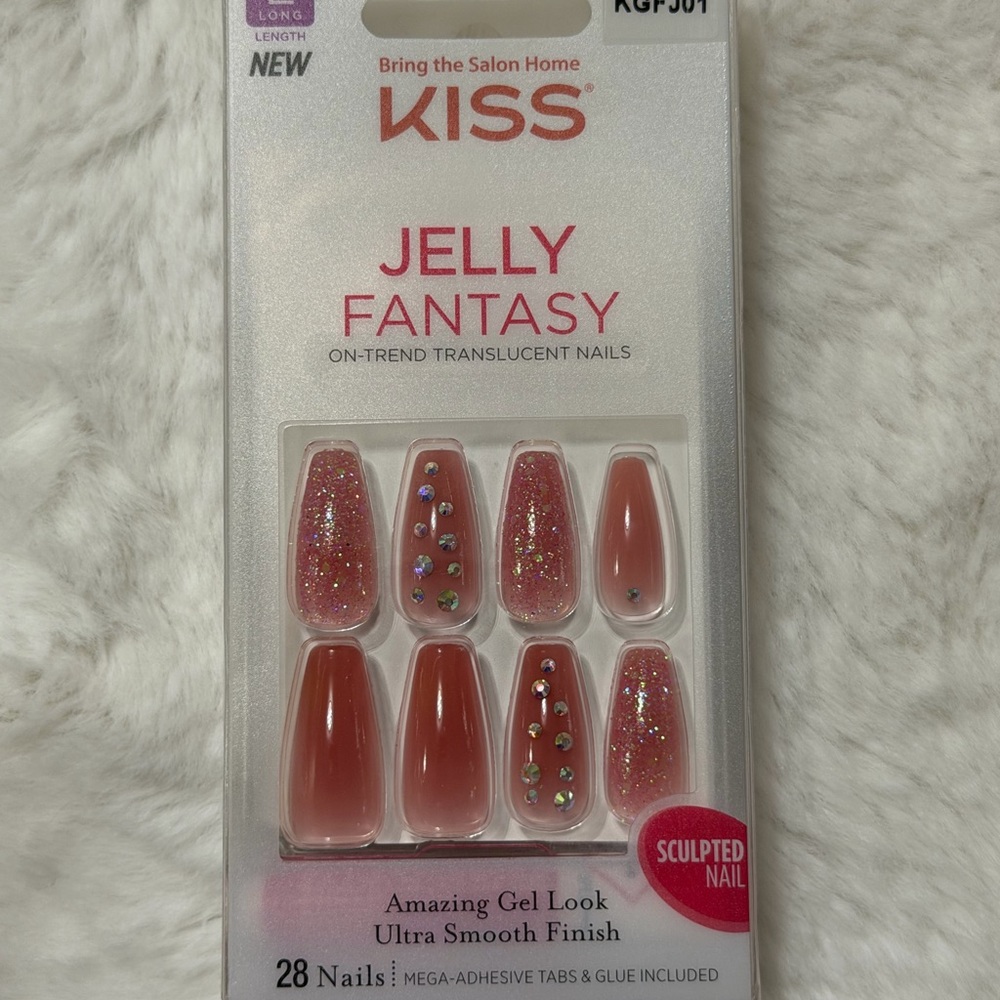 Kiss Nails Pink Rhinestones